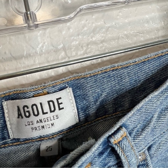 Agolde Jeans Women Size 25 Feel Good Straight Medium Wash Tapered Distressed B22 - Picture 3 of 12